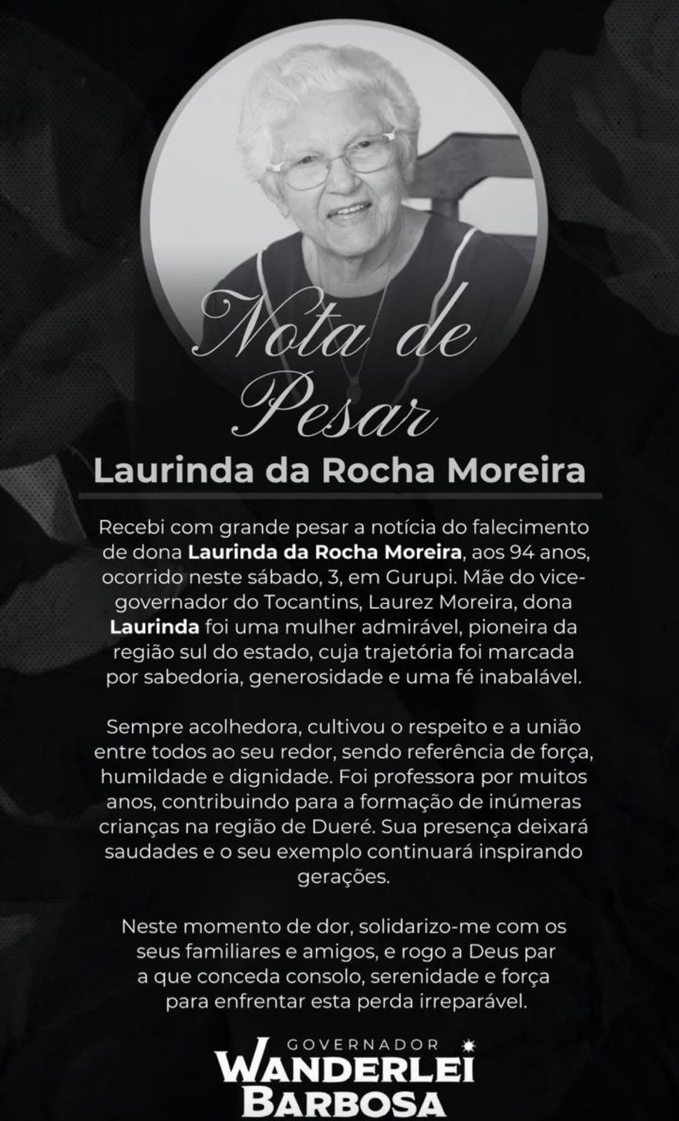 Card de nota de pesar - Foto: Divulgação 